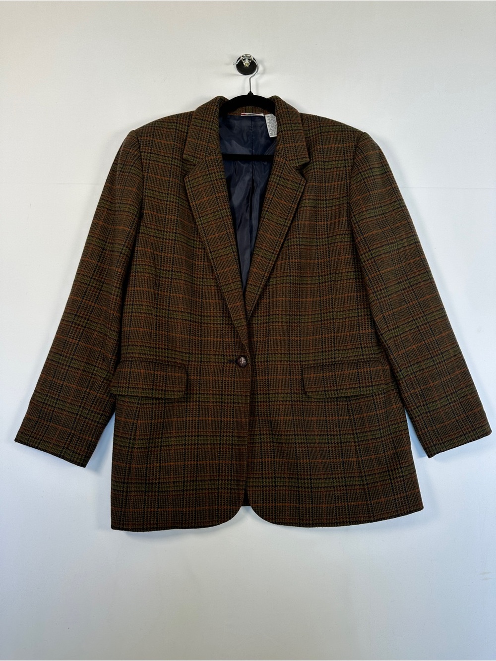 Alia Brown Plaid Wool Blend Blazer Jacket Size 12